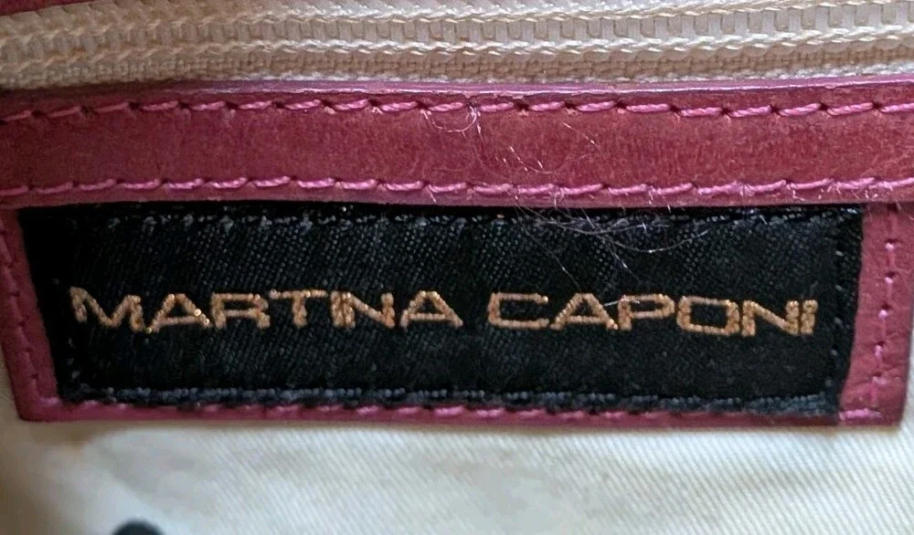 Martina Caponi Italy Brown Woven Braided Leather Bag Hobo Drawstring Polka Dot